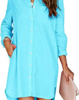 Lila Button-Up Shirt Dress