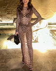 Scarlett Leopard Sheer Long Dress