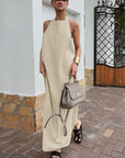 Ava Khaki Halter Dress