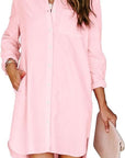 Lila Button-Up Shirt Dress