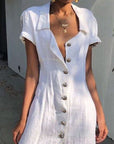 Gabriella White Lapel Midi Dress