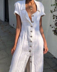 Gabriella White Lapel Midi Dress