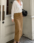 Feline Khaki Suede Skirt