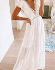 Stella White Lace V-Neck Dress