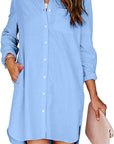 Lila Button-Up Shirt Dress