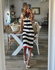 Nora Striped V-Neck Casual Dress