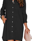 Lila Button-Up Shirt Dress