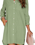 Lila Button-Up Shirt Dress