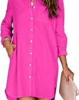 Lila Button-Up Shirt Dress