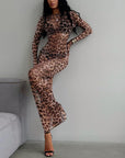 Scarlett Leopard Sheer Long Dress