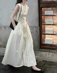 Florence White Sleeveless Waist Dress