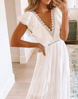 Stella White Lace V-Neck Dress