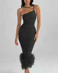 Amelia Fur Halter Dress