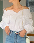 Camille French Blue Off-Shoulder Shirt