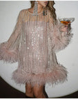 Marilyn Feather Sequin Dress